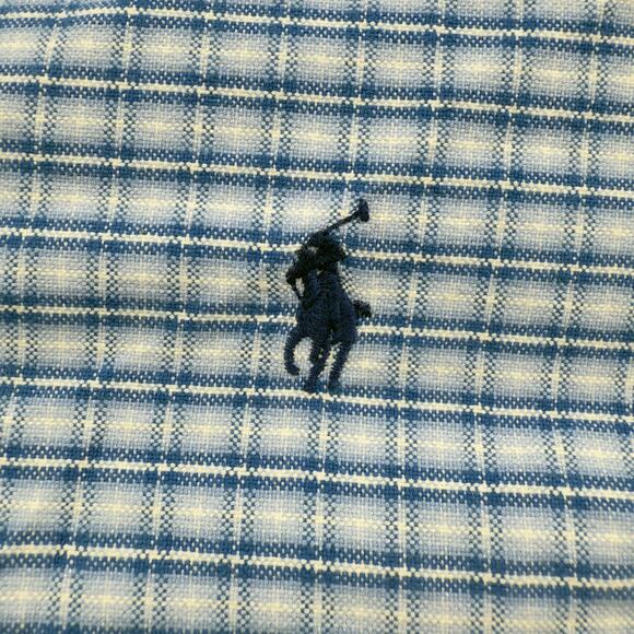 Ralph Lauren Shirt XL Blue White Check Plaid Short Sleeve Classic Fit - Picture 5 of 6